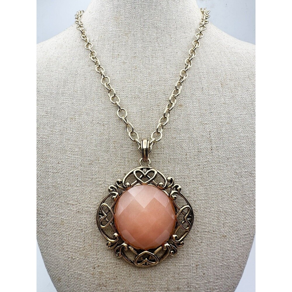 Barse Gold Over Brass Faceted Quartz Pendant Necklace 18”